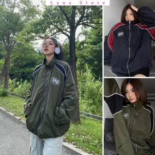 Áo Khoác Dù ekg Logo Thêu Chất Dù 2 Lớp Unisex Form Rộng Nam Nữ