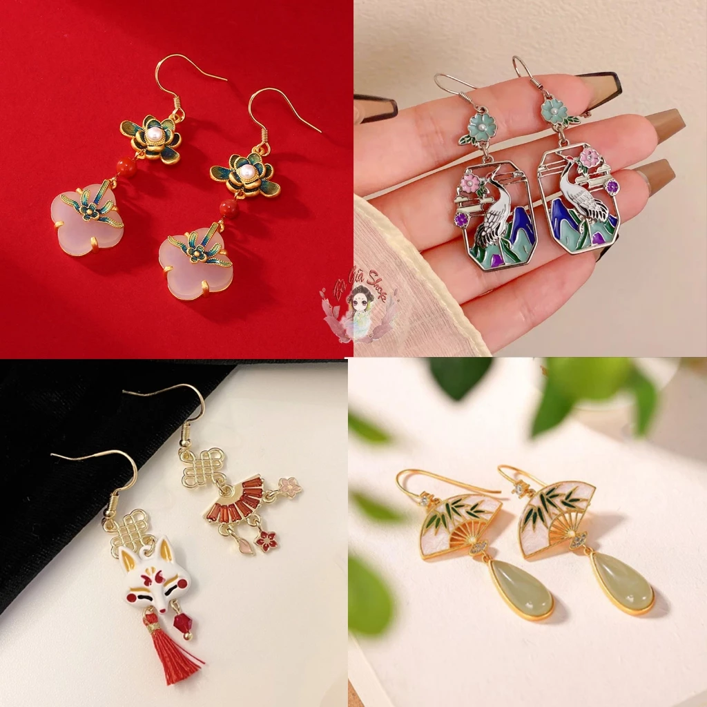 [Nhiều mẫu) Bông tai cổ phong trang sức cổ trang