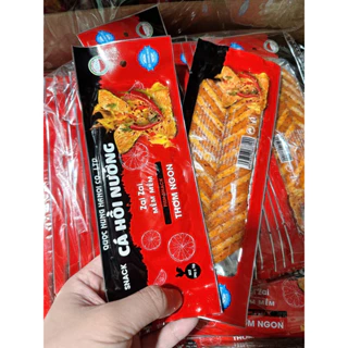 Snack miếng Cá hồi nướng thơm cay thương hiệu dưa hấu đỏ