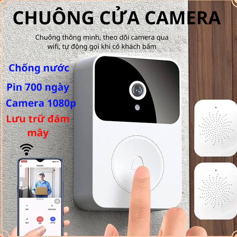 Chuông cửa Camera Wifi, tự động gọi video khi có người bấm chuông, tự động ghi hình, chuông to không dây, sử dụng mạng W