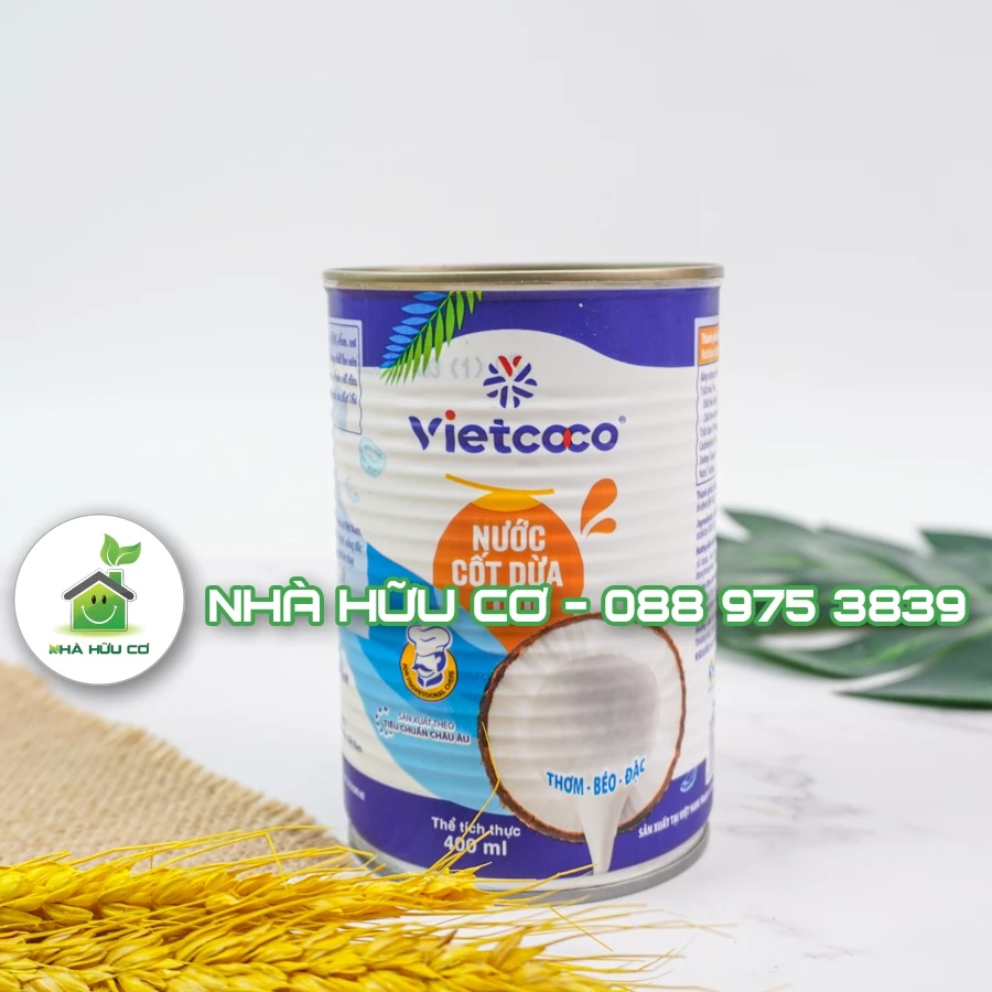 Nước cốt dừa Vietcoco 22% 400ml thơm ngậy - LOẠI TRUYỀN THỐNG - Date: 2025 - Nhà Hữu Cơ