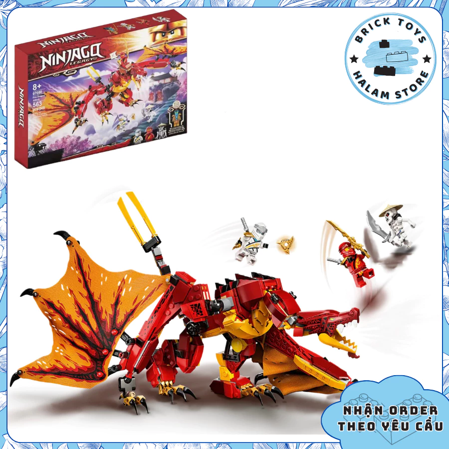 [Có sẵn] Đồ chơi lắp ráp Ninjago Legacy 07080 71753 Fire Dragon - Mô hình lắp ghép Rồng lửa của Kai