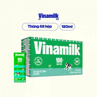 [Mẫu Date Mới]Sữa Tươi Tiệt trùng Vinamilk 100% Thùng 48 Hộp 180ml Đủ vị Giá Tốt Nhất
