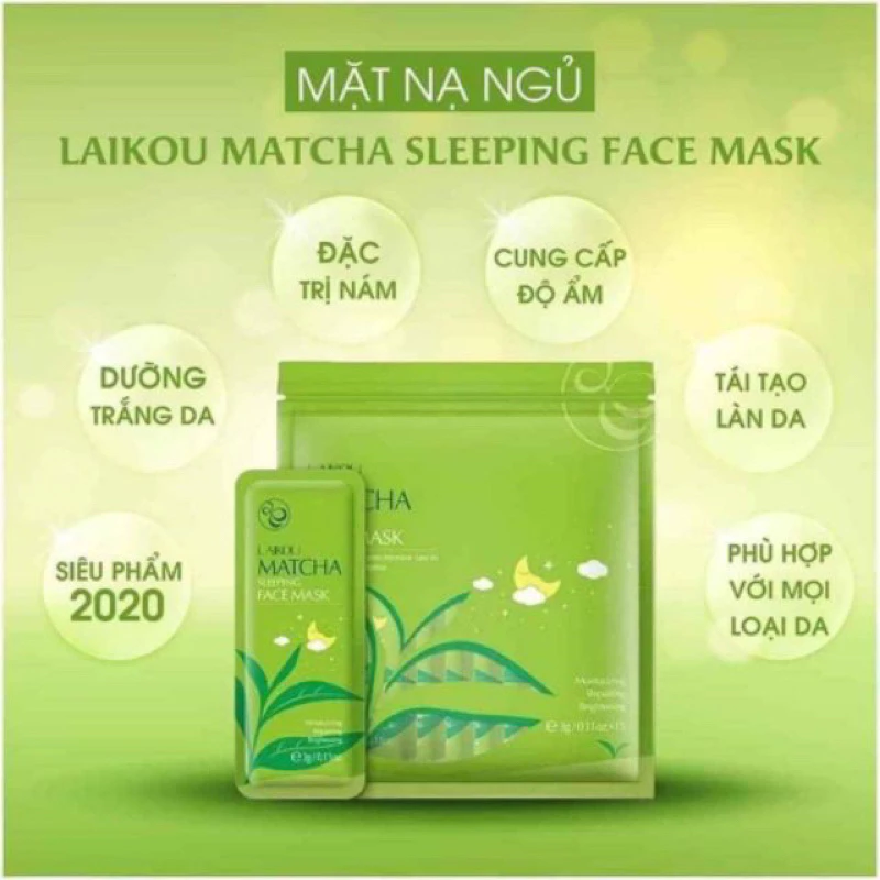 [BỊCH 15 GÓI] Mặt Nạ Ngủ Trà Xanh Matcha 15g Mud Mask Laikou