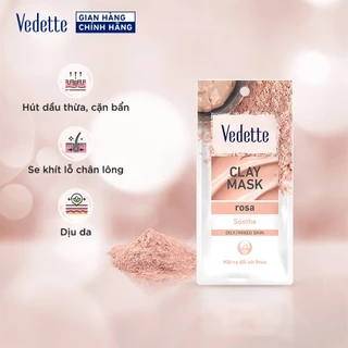 Mặt nạ đất sét Vedette Rosa 12g - Hút dầu thừa, Cặn bẩn, Se khít lỗ chân lông & Dịu da