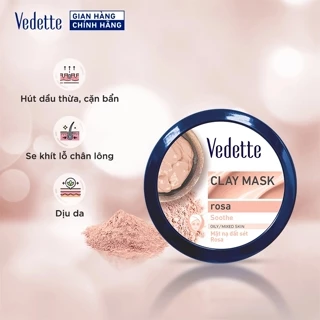 Mặt nạ đất sét Vedette Rosa 145g - Hút dầu thừa, Cặn bẩn, Se khít lỗ chân lông & Dịu da