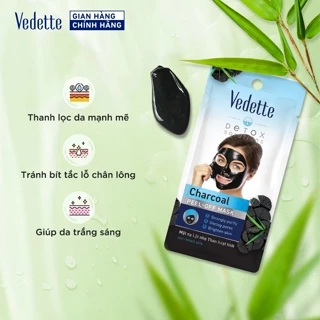 Mặt nạ lột nhẹ Vedette Than Hoạt Tính 12ml - Thanh lọc da mạnh mẽ, Tránh bít tắc lỗ chân long, Giúp da trắng sáng