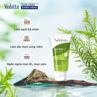 Mặt nạ đất sét Vedette Tràm trà - Tea Tree Oil 80ml - Sạch bã nhờn & Dịu mụn sưng viêm