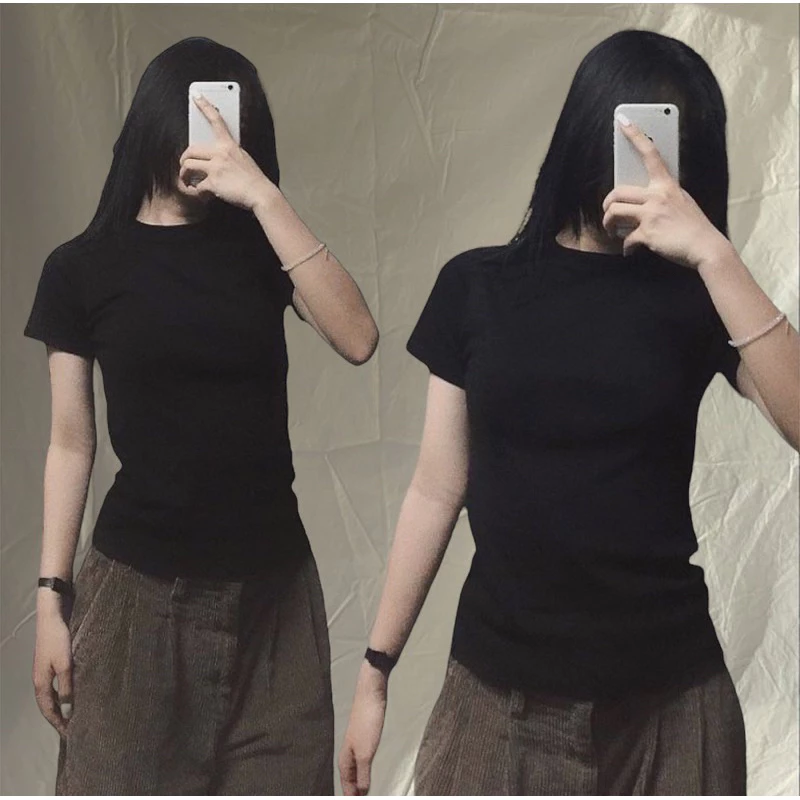 [AT1] Áo thun phông cotton trơn ôm dáng babytee nhidang123