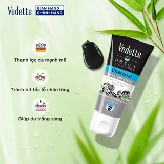 Mặt nạ lột nhẹ Vedette Than Hoạt Tính 50ml - Thanh lọc da mạnh mẽ, Tránh bít tắc lỗ chân long, Giúp da trắng sáng