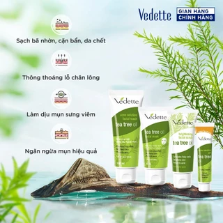 Sản phẩm ngừa mụn Vedette chiết xuất từ Tràm Trà - Tea Tree Oil - Da sáng min & Hỗ trợ ngừa mụn