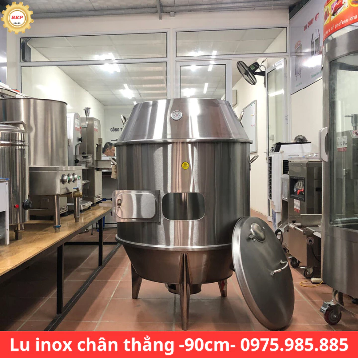 Lu nướng Inox phi 90 cm, lu nướng gà vịt cá thịt xá xíu, lu quay gà vịt cá thịt xá xíu chạy than