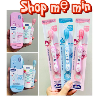 Combo kem đánh răng cho bé và bàn chải đánh răng chicco cho bé từ 6M. Kem đánh răng dâu 50ml Chicco