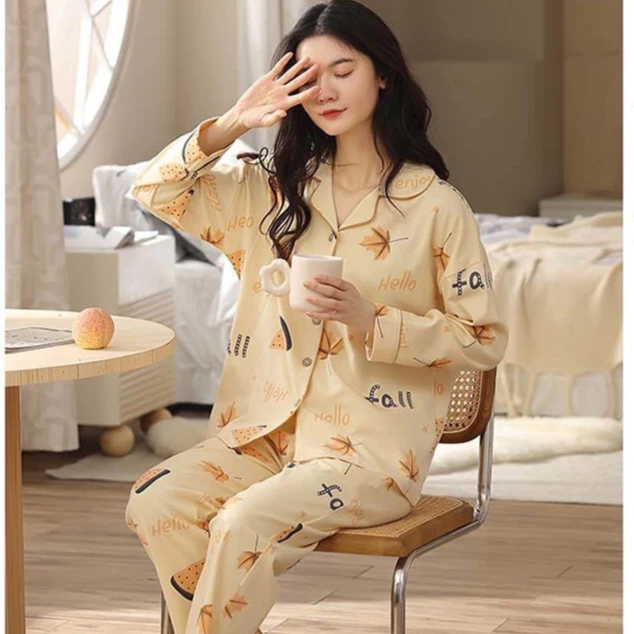 [PJ16] Bộ Ngủ Dài Tay Nữ Pyjama,Chất Liệu Cotton, Họa Tiết Dưa Hấu Thu Đông 2023( Hàng Quảng Châu Cao Cấp)