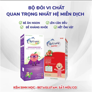 Tích điểm - Bộ đôi Avisure Safoli 20ml - Muno Kẽm Lysin Thymomodulin Chai 100ml giúp bé ăn ngon, tăng đề kháng tự nhiên