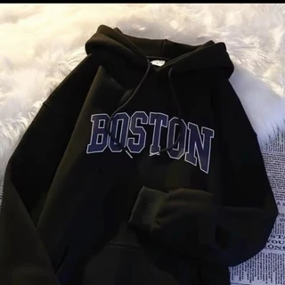 Áo Khoác Hoodie Nam Nữ Có Nón Form Rộng Họa Tiết BOSTON Phối Túi Bụng Chất Nỉ Dày Dặn Cao Cấp