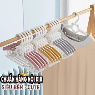 Bộ 10 Móc treo quần áo cao cấp LD dành cho trẻ em thiết kế thu giãn độ rộng, chống trượt, có thể xếp chồng lên nhau