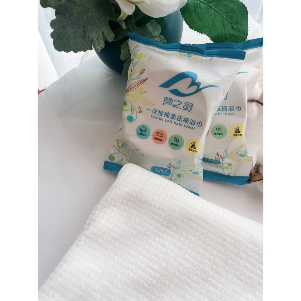 Khăn Tắm Nén Du Lịch Bằng Cotton Vỏ Trắng Size Lớn 70*140 cm Tiện Lợi Dễ Sử Dụng