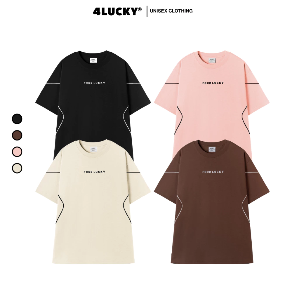 [OUTLET - KHÔNG ĐỔI TRẢ] Áo Thun 4Lucky 6073 Thêu Chạy Viền Unisex 100% Cotton