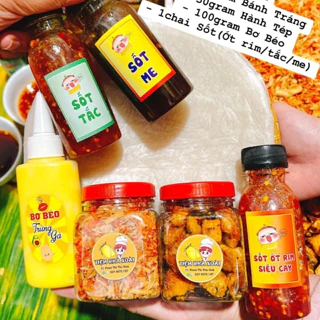 Set BTPS gồm 250gr bánh tráng+50gr hành tép+100gr bơ+50gr tóp mỡ+1 chai sốt ( tắc/me/ớt)