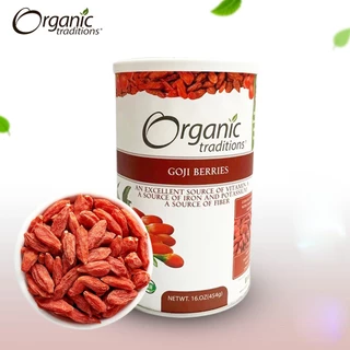 Kỷ Tử Đỏ Organic Traditions Goji Berries Hộp Thiếc 454g Câu Kỷ Tử Mỹ