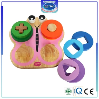 Đồ chơi gỗ Xếp trụ hình bướm | Winwintoys 60042 | Phát triển trí tuệ và hình học, màu sắc cơ bản