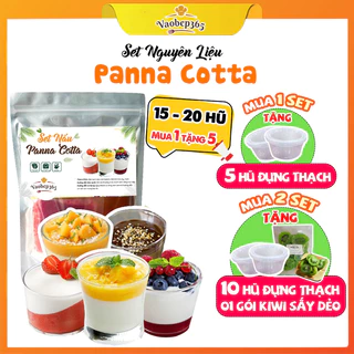 Set nguyên liệu Panna cotta thạch kem sữa Ý thành phẩm 35-40 hũ 3 vị mứt sinh tố trái cây - Vaobep365