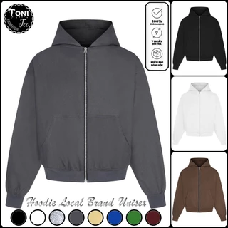 Áo Hoodie Boxy Zip Local Brand nỉ bông dày form rộng Unisex giữ ấm chống nắng (BX200L - Full Box) - Toni.Tee