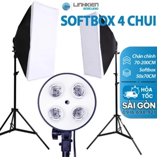 BỘ KIT Chụp Đèn Softbox 50cm * 70cm BỐN Chuôi Chân Đèn 2m Đèn Chụp Hình Studio, Trợ Sáng 4 Đuôi Xoáy