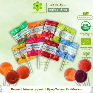 Kẹo mút hữu cơ kẹo trái cây an toàn cho bé Yumearth organic Lolipops (1 Cây)