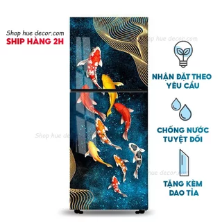 Decal dán tủ lạnh - máy giặt cá Koi,( 17) chống nước-siêu bền, giá rẻ Shop Huệ Decor