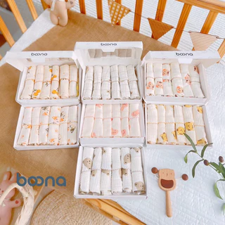 Khăn Sữa Boona& Jubon - Set 6 cái Khăn Xô Muslin Siêu Mềm, Mịn Rửa Mặt, Tắm Cho Bé Sơ Sinh