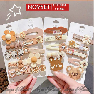 Set 5 kẹp tóc màu trà sữa NOVSET cặp tóc càng cua cặp mái cho bé nhiều mẫu [ MÃ C807 ]