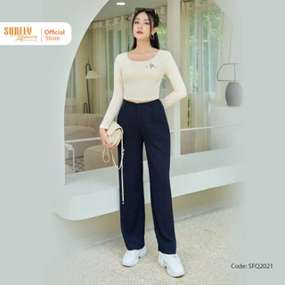 Quần linen xước SUNFLY suông dài SFQ2021