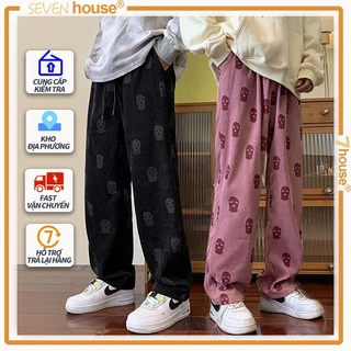 Quần ống rộng Cho Nam HIPHOP Quần Nhung Tăm Ống Rộng Unisex Cá Tính  quần dài hồng họa tiết bigsize