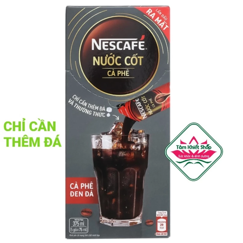 Hộp 375ml (5 gói) nước cốt cà phê NESCAFE ĐEN,HSD: 10/2024