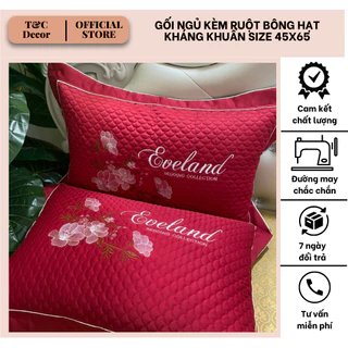 gối ngủ kèm ruột Everland cotton da cá ruột bông hạt tinh khiết kháng khuẩn mềm mại êm ái thông thoáng size 45x65cm