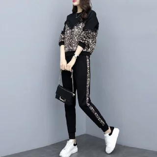 [TT4] Bộ Đồ Thể Thao Nữ Dài Tay Chất Poly Cotton, Phối Họa Tiết Da Báo Trẻ Trung,Thời Trang Mặc Nhà Cao Cấp (HÀNG QUẢN