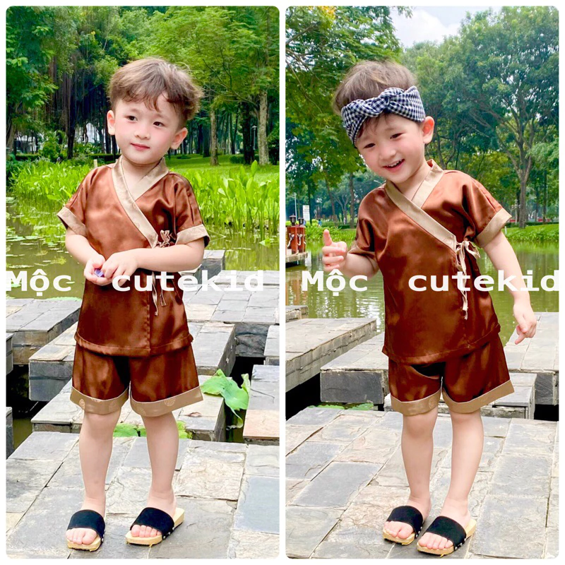 (7-18kg) pijama - yukata đùi mặc hè cho bé trai bé gái, phong cách Nhật Bản - set đồ cho bé, bộ quần áo cho bé mặc hè