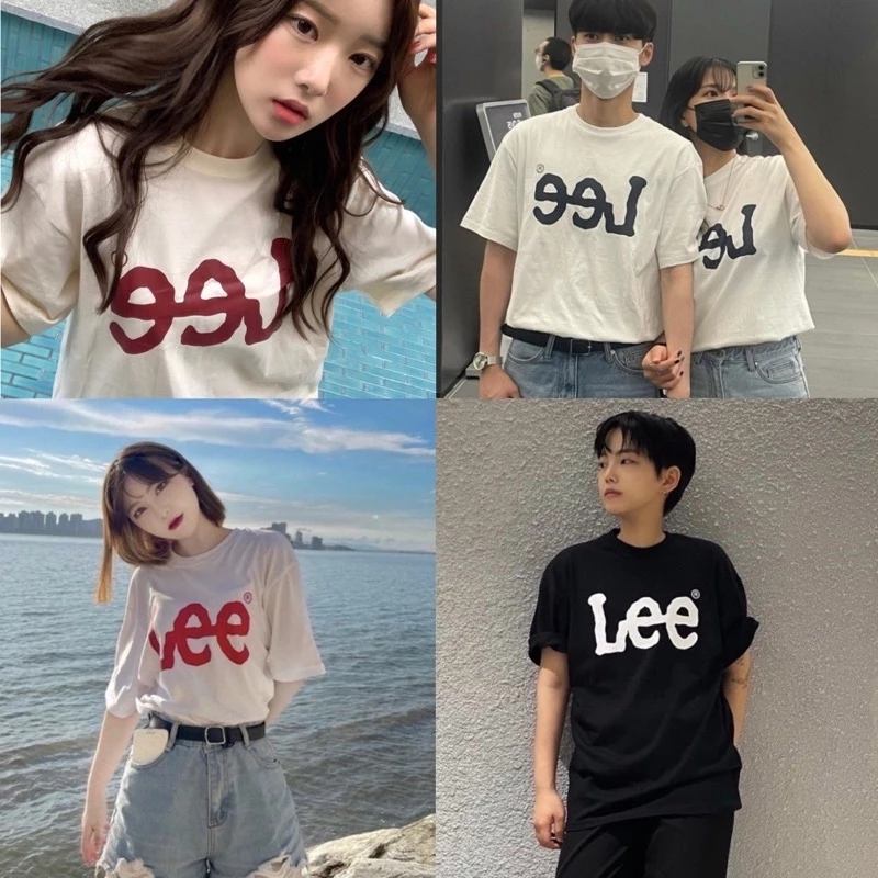 Lee Hàn Quốc KR Basic Cổ điển Big Logo Cotton ngắn tay Tee