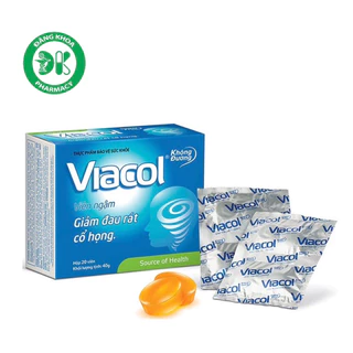 Viên ngậm không đường Viacol Health Food hỗ trợ giảm ho, rát họng, khàn tiếng (20 viên)