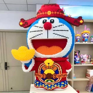 Đồ chơi lắp ráp mô hình doraemon thần tài múa lân đầu lân to khổng lồ 35cm, 40cm, 55cm