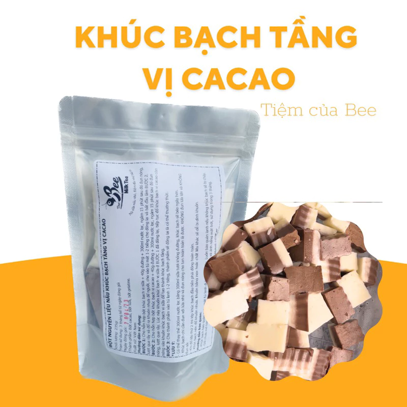 Set Bột Làm Khúc Bạch Tầng Vị Cacao Tiệm của Bee - BeeKit, 240gr Nguyên Liệu Tự Nấu Topping Pha Chế Trà Sữa