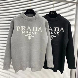 Áo len sweater nam nữ cổ tròn dệt chữ PRD logo ngực ống bo dày dặn AN30P