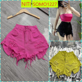 [SOMO1227]QUẦN SHORT JEANS ĐÙI NỮ LƯNG CAO RÁCH ĐÙI LỘ TÚI CÙNG MÀU HỒNG VÀNG ĐEN SIÊU CÁ TÍNH CỰC MÁT MẺ HOT HIT