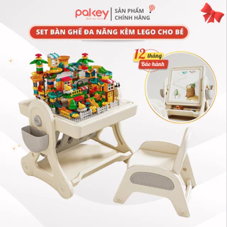 Bộ Bàn Ghế Lego Đa Năng Pakey, Set Bàn Chơi Xếp Hình Kèm 400 Chi Tiết Lego, Bàn Học, Bảng Vẽ Tiện Lợi Cho Bé