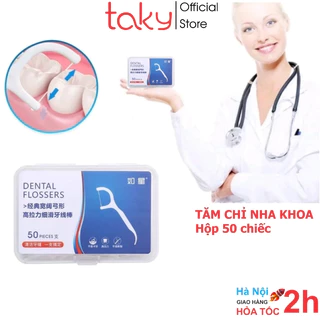 Hộp 50 Tăm Chỉ - Taky, Cây Chỉ Nha Khoa, Vệ sinh Răng Miệng Sạch Sẽ, Răng Chắc Khỏe, An Toàn, Tiện Lợi. 7035