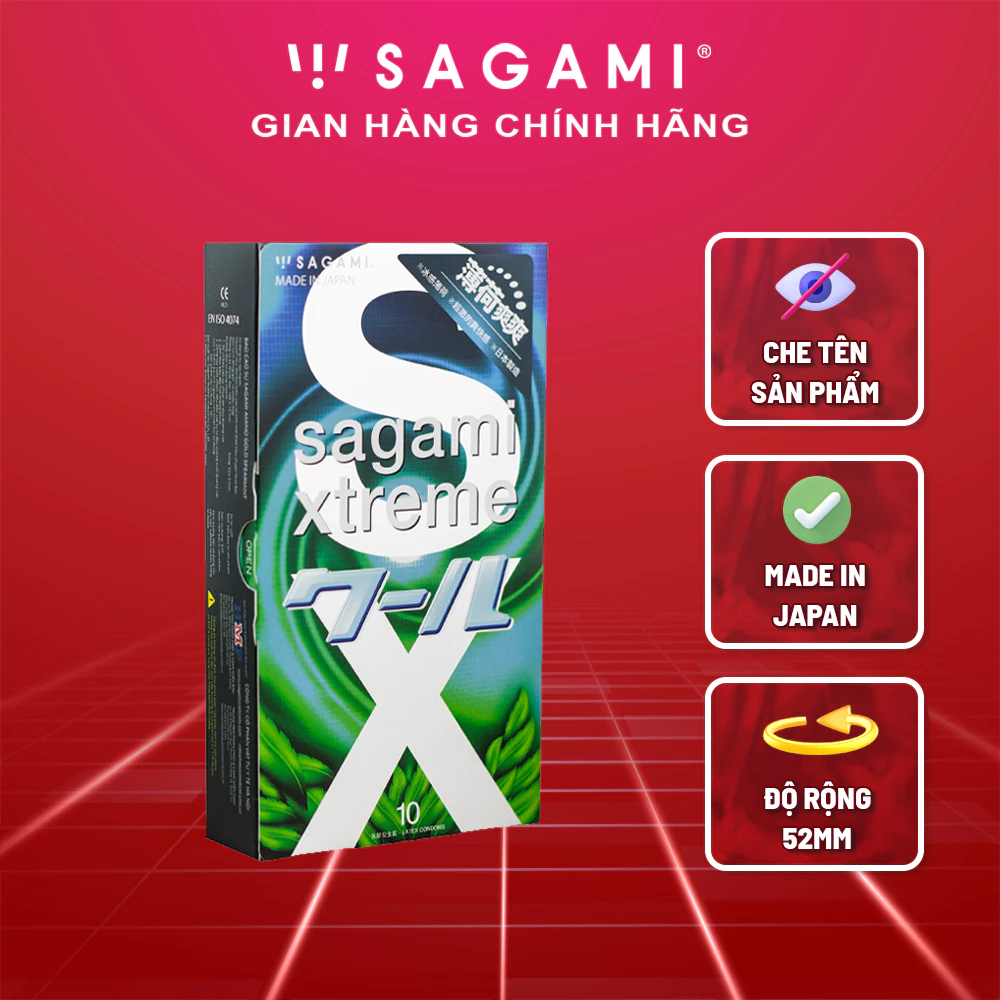 Bao cao su Sagami Spearmint - kéo dài thời gian - hương bạc hà - 01 Hộp