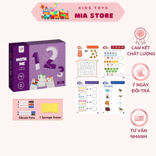 Sách tập làm toán thông minh Math Me, tập tô vẽ xoá được đồ chơi toán học học liệu montessori Mia Store