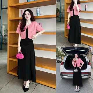 [HCM] Đầm Body 2 Dây Dài Kèm Khoác Vest Lenin Tay Lỡ Phối Kiện Sam Closet Phù Hợp Để Tới Công Sở, Đi Làm Hoặc Đi Chơi.